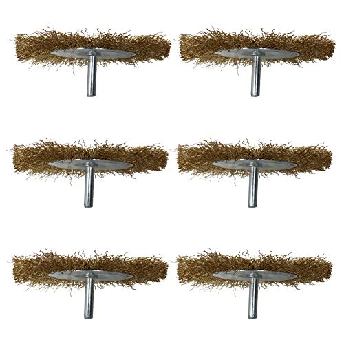 Utoolmart 4-Inch Wire Wheel Brush Bench Copper Plated Crimped Steel with 1/4-Inch Shank 6 Pcs