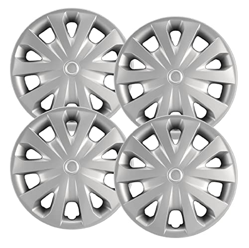 Hubcaps.com - Premium Quality 15" Silver Hubcaps/Wheel Covers fits 2012-2019 Nissan Versa, Heavy Duty Construction (Set of 4)