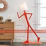 HROOME Cool Tall Floor Lamp for Bedroom & Living Room - Unique Corner Decorative Reading Wood Standing Light Creative Swing Arm Design for Farmhouse Dorn Gift Idea - Oran Orange Bulb Included