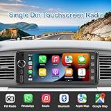 Single Din Touchscreen Radio Wireless Apple Car Play Wireless Android Auto, 6.2 in Single Din Car Stereo with Mirror Link Bluetooth FM GPS Navigation SWC EQ