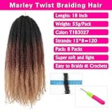 8 Packs Marley Twist Braiding Hair 18 Inch Ombre Marley Hair Twist Crochet Braids Cuban Twist Hair Springy Afro Kinky Twist Crochet Hair Synthetic Marley Braiding Hair Extension 1B3027#