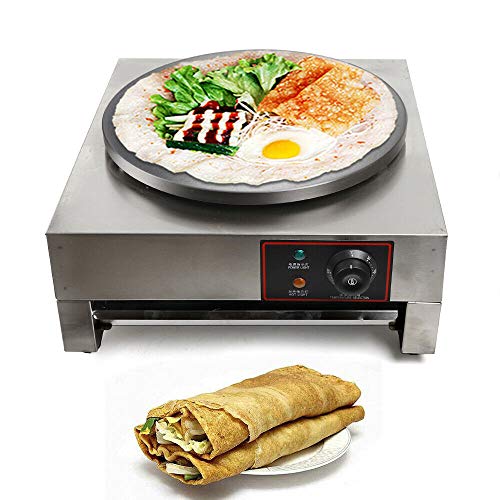 110V Commercial 16-Inch Electric Crepe Maker with A Drawer Type Warmer,Nonstick Crepe Pan Single Hotplate with Adjustable Temperature Control for Roti, Tortilla, Eggs, BBQ,(Electric/with Plug)