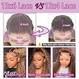 LAINSS 13x6 Highlight Deep Wave Lace Front Wigs Human Hair 210% Density Deep Curly Human Hair Wig Pre Plucked 28inch P4/27 Ombre HD Lace Frontal Wigs for Women