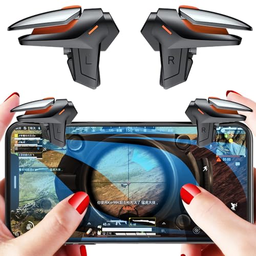 Rakizbe PUBG Mobile Game Triggers, High Sensitive Shoot Aim Gaming Controller Gamepad Grip Joysticks Buttons, Support iOS/Android Smartphone