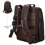 TIDING Full Grain Leather 17.3 Inch Laptop Backpack for Men Large Capacity Travel Weekender Camping Daypack Rucksack