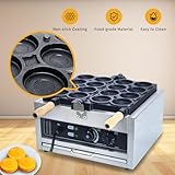 CPVKRY Commercial Red Bean Cake Machine, Round Stuffed Waffle Maker, 110V Waffle Maker Popular Snack Equipment, Non-Stick Teflon Coating,50-300℃/122-572℉ Adjustable