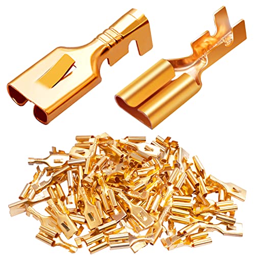 Twidec/100PCS 7.8mm Female Spade Connector Quick Splice Crimp Terminals Non Insulated Wire Connector for Electrical Wiring Relay Car Audio Speaker N-005-7.8-F