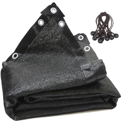 rlsclngst 90% Black 20ft x 40ft High Density Fabric Shade Sun Shade Cloth Shade Mesh Canopy Taped Edge with Grommets for Garden Patio, 12pcs Bungee Balls Ropes Included