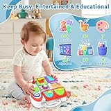 Toddler Toys for 1-2 Year Old Boy, Musical Montessori Busy Board, Early Educational Toy for Toddlers 1-3, Motor Skills Developmental Toy for 12-18 Month Age, Birthday Gift for 1+ Year Old Boy Girl