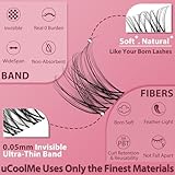 Venus Lash Clusters Kit 8-16mm with 5-6mm Bottom Lashes Wispy Natural Eyelash Clusters Kit D Curl -WideSpan DIY Eyelash Extension Kit Individual Fake Eyelashes Clusters Kit Thin Invisible Lash Band