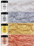 Shanlinly Edible Glitter Set - 4 Colors Food Grade Edible Glitter for Cake Strawberries Drink Dust Shimmering Glitter, Vegan Metallic Food Coloring Sprinkle on Sparkle for Chocolates, Fondant Pops