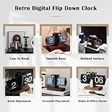 VBESTLIFE Retro Digital Flip Down Clock, Battery Powered Internal Gear Operated Clock, Classic Mechanical, Black Walnut Base, for Home & Office Decor(Black)