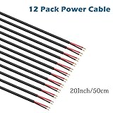 12 Pack DC Power Cable 12v DC Power Plug Cord Male Connectors 2.1mm x 5.5mm DC Pigtail Adapter Barrel Jack Socket Wire for CCTV Security Camera,DVR,Car Rearview Monitor System Video,LED Strip Light