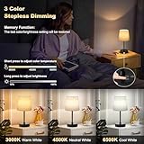 Wowag Small Cordless Table Lamp,5000mAh Rechargeable Battery Operated Desk Lamp,3Colors & 7 RGB Stepless Dimmable, Portable Touch Fabric Shade LED Night Light for Patio Restaurant Home(Flaxen)