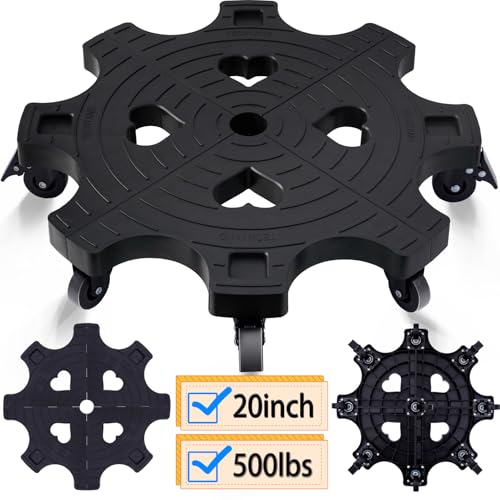20 Inch Plant Caddy With Wheels - Heavy Duty Outdoor Indoor Rolling Plant Stand With Casters Black Plant Dolly Large Potted Planter Cart For Big Flower Pots Plants Pots, Heart Shaped Garden Pot Mover