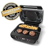 Ninja Indoor Grill, Foodi Smart XL 6-in-1 Indoor Grill with Air Fry, Roast, Bake, Broil & Dehydrate, Smart Thermometer, Black/Silver, FG551