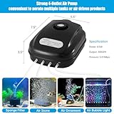 AQUANEAT Aquarium Air Pump 300GPH, for up to 200 Gallon Fish Tank, Powerful Hydroponic Aerator Pump with Tubing, Air Stones, Valves