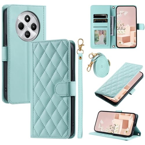 Rfvzubemok Compatible with Xiaomi Poco C61 4G Flip Kickstand Case Cover,Compatible with Redmi A3 4G Lanyard Magnetic Closure Wallet case Blue