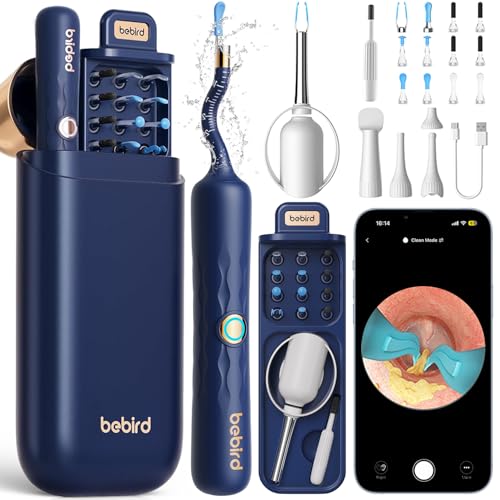 Bebird Earsight Plus Ear Wax Removal Tool Camera, Ear Cleaner with Flexible Wireless Ear Camera Otoscope, Painless Visual Ear Pick Tweezers Wax Remover, Portable Ear Cleaning Kit for Adults/Kids, Blue