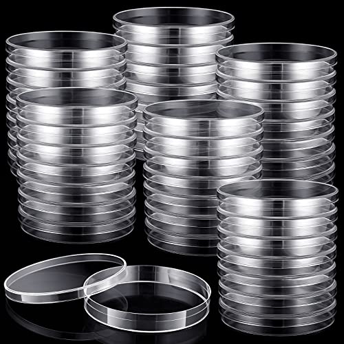 200 Pack Sterile Plastic Petri Dishes with Lids 90mm Dia x 15mm Deep Clear Thick Science Dish Lab Cell Culture Dishes for Lab Science Experiment Analysis Equipment Projects Supplies