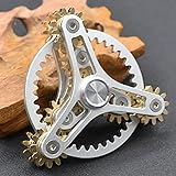 Pure Brass Fidget Spinner Gears Linkage Fidget Toy Metal DIY Hand Spinner Spins Long Time EDC Focus Meditation Break Bad Habits ADHD with Multiple Premium Bearings (13 Bearings White)