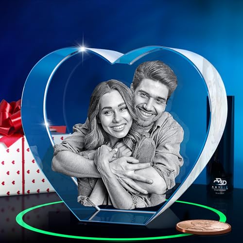 ArtPix 3D Premium Crystal Photo, Personalized Gifts for Women, Wife, Men, Mom, Father, Her, Him, Dad, Grandpa, Great Customized Gift with Your Own Photo, Custom Glass 3D Laser Etched Picture Wedding