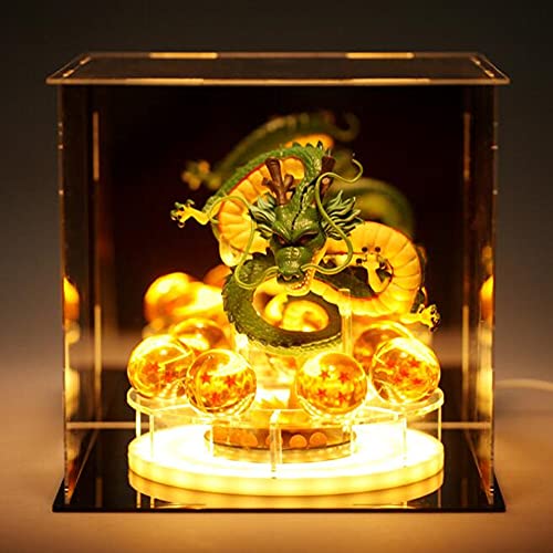 Shenron Figure Dragon Shenlong Statue Set + 3.5cm Crystal Balls + Acrylic Shelf Charging Light or Acrylic Display Business Halloween Christmas Holiday & Birthday Home Decoration (Set C), LT001-Set C