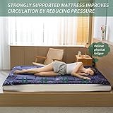 MAXYOYO Black Moon and Star Futon Mattress, Padded Japanese Floor Mattress Quilted Bed Mattress Topper, Extra Thick Folding Sleeping Pad Floor Lounger Guest Bed for Camping Couch, Queen