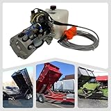 Hydraulic Pump for Dump Trailer 12 Volt DC Double Acting - Solenoid Hydraulic Power Unit 6 Quart Plastic Tank - Dump Trailer Electric Hydraulic Power Pack