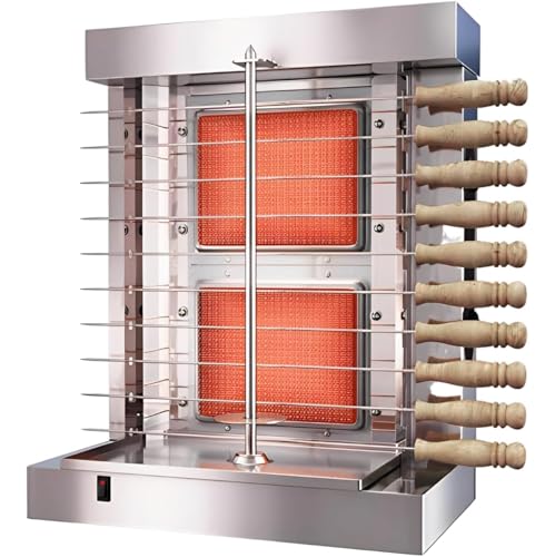 Shawarma Machine, Rotating Vertical Rotisserie, Stainless Steel Doner Kebab Tacos Meat Chicken Gyro Grill, Vertical Broiler for Commercial Home Grill with Skewers