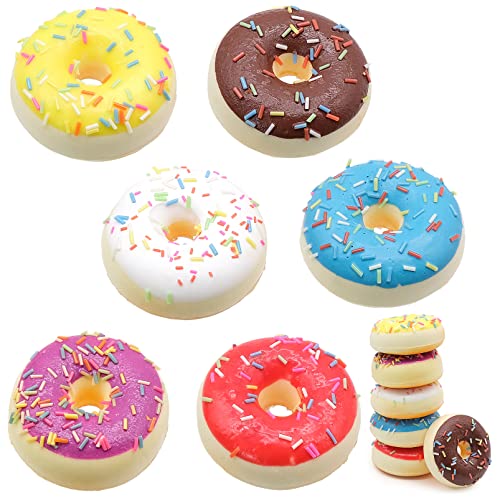 inheming 6 PCS Artificial Doughnuts for Display, Realistic Cute Fake Doughnut, Faux Doughnut Model for Bakery Shop Display, Photography Props, Home Decoration