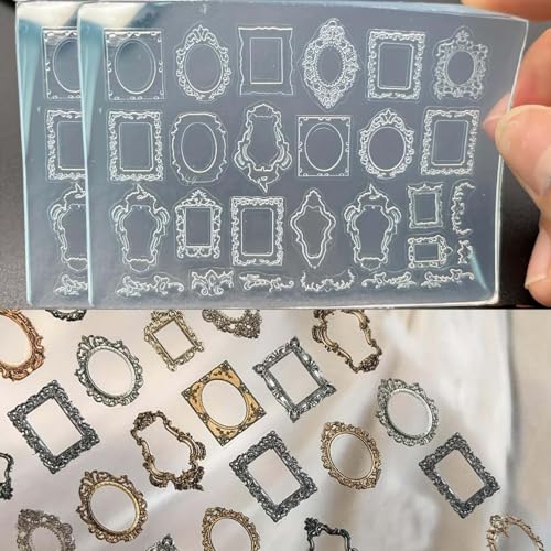 2 PCS Retro Frame 3D Silicone Mold for Nail Art, Jewelry, and Crafts – Vintage Bohemian Style DIY Decorative Template for Earrings, Necklaces