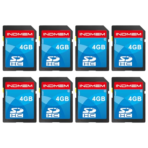INDMEM SD Card 4GB, 8 Packs Class 4 4GB Flash Memory Card MLC Standard Secure Digital Cards Camera Card