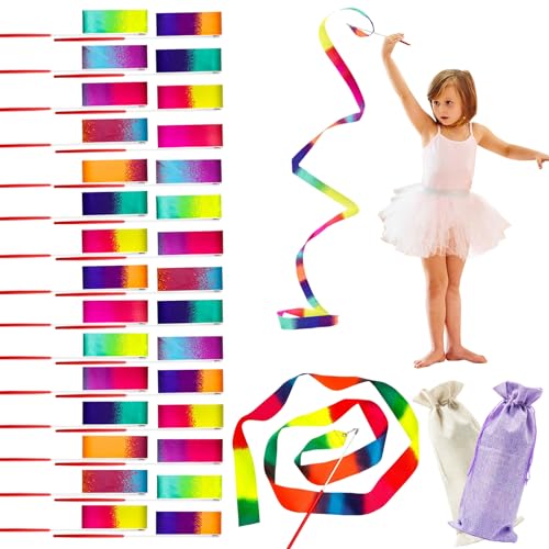 TGANNYOCR 36 Pack Dance Ribbons Streamers Colorful Dance Wand for Kids Gymnastics Ribbons Steamer Wand Girls Twirling Ribbons for Birthday Dancing Party Games Decorations Supplies