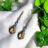 HisJewelsCreations Antique Inspired Vintage Victorian Dangle Drop Earrings for Women Jewelry Gift for Her (Peacock)