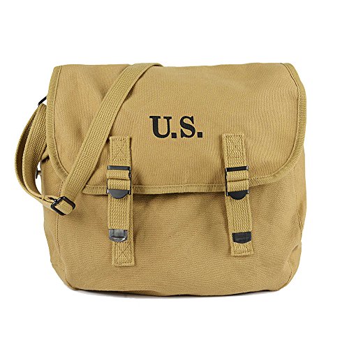 SMONT WW2 US M1936 Canvas Messenger Bag, 12" Vintage Tactical Musette Satchel Bags Military Crossbody Haversack