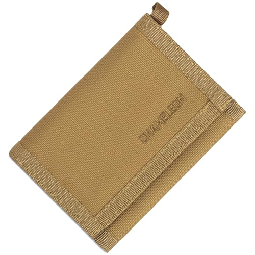 Chameleon Trifold Mens Nylon Wallet-Military Tactical Men Wallets- ID Card Holder - Canvas Thin Front Pocket Travel Wallet-Coin Zipper Pocket