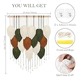 KHOYIME Macrame Wall Hanging Boho Woven Tapestry, Chic Home Decor Modern Bohemian Handmade Leaf Feather Wall Art Decorations for Apartment Dorm Living Room Bedroom Nursery Backdrop 23.6" W X 29.5" L