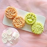 A FEI DIY 3D Mooncake Mold Set 150g Dragon Fish Patterns Plastic Moon Cake Mold Press Safe Cookie Mold for Mid-Autumn Festival