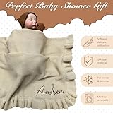 HuitzilAM Knit Baby Blanket – 30x40in Personalized Baby Blanket for Newborn Girl and Boy – Custom Blanket with Name Embroidery – Soft Knitted Baby Blanket – Custom Baby Gifts for Baby Shower (Camel)