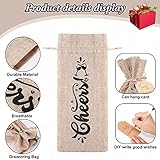 Shappy 10 Pieces Christmas Linen Wine Bags Gift Wrap Bags Christmas Cloth Wine Bags with Drawstring Wine Bags for Wine Bottles Cover for Christmas Valentine Wedding Birthday Party(Natural)