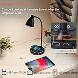 BOHON Desk Lamp for Home Office, LED Desk Light with USB C+A Charging Ports, Wireless Charger, 5 Colors Stepless Dimming Reading Light Timer, Touch Bedside Table Lamp for College Dorm Room Black