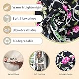 DANA XU 100% Merino Wool Extra Large Pashmina Blanket Travel Scarf Cashmere Wrap for Women Fall Winter Oversize Shawl Floral