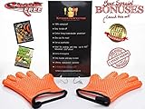 KITCHEN PERFECTION Silicone Smoker Oven Gloves -Extreme Heat Resistant BBQ Gloves -Handle Hot Food Right on Your Grill Fryer Pit|Waterproof Oven Mitts |Superior Value Set+3 Bonuses