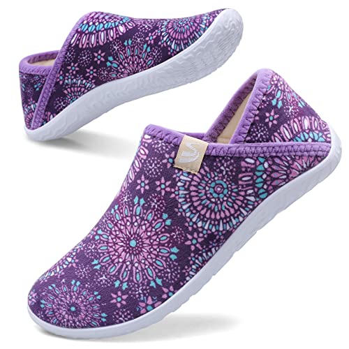 Spesoul Fuzzy House Slippers for Women Men Indoor Closed Back Lightweight Cozy Faux Furry Lining Barefoot House Shoes Slipper Socks for Bedroom Home Office Yoga Outdoor Walking Shoes 8.5-9.5 Women/6.5-7.5 Men