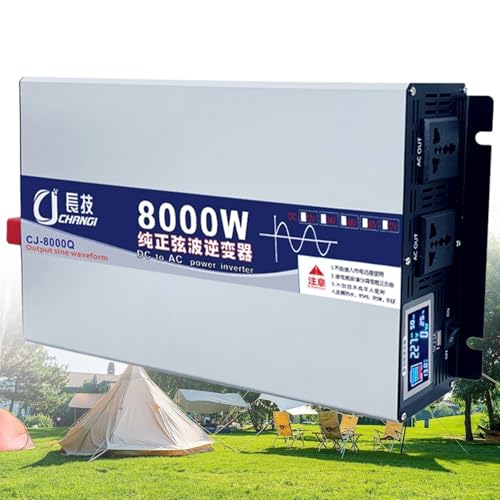 Power Inverter 3500W 5000W 5500W 6000W 8000W (Peak) pure sine wave battery inverter DC 12V/24V/48V/60V/72V to AC 110V /220V 230V 240V with LCD Display for home use,Camping,Outdoor(8000W,72Vto110V)