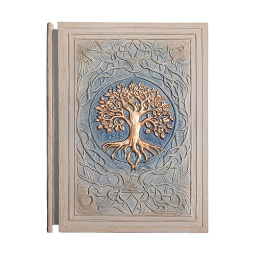 3D Embossed Tree of Life Notebook - Celtic Style Journal with Retro Mythology Design, Hardcover Blank Pages sketchbook (100 sheets/200 pages). Perfect for Writing & Drawing, Desktop Decoration, school supplies, office supplies, Collectible Item. Ideal as Christmas Gift or Birthday Present (Gold)