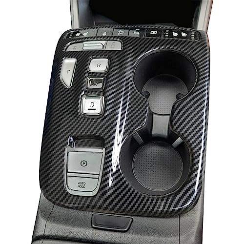 ruihe Carbon Fiber Pattern Car Gear Shift Knob Console Panel Trims Cup Holder Frame Cover Compatible with Fit for Hyundai Tucson 2022 2023 2024 2025