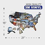 RV State Sticker Travel Map - New NO Fade Ink - RV Decals for Outside - Camper Van Accessories for Outdoor & Indoor Use - USA Decals State Stickers - XL 21in x 15in 50 States Photo Map by Wander Camp