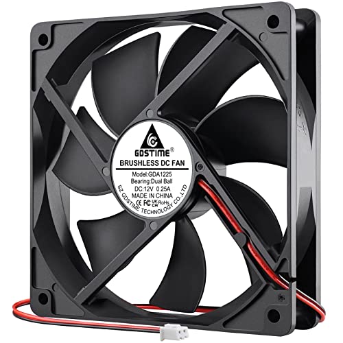GDSTIME Dual Ball Bearings 120mm x 120mm x 25mm 5 inch 12v Brushless DC Cooling Exhaust Fan, For Desktop